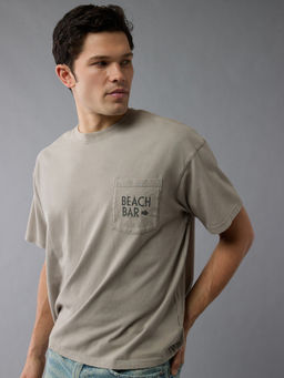 American Eagle - Grey Printed Boxy Fit T-Shirt