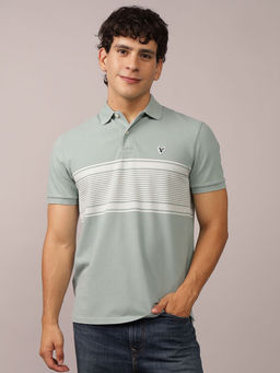 American Eagle - Blue Stripes Regular Fit Polo T-Shirt