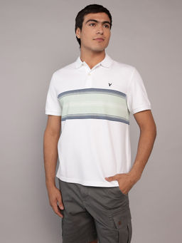 American Eagle - White Stripes Regular Fit Polo T-Shirt