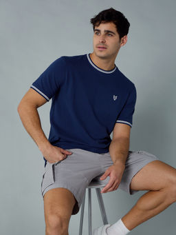 American Eagle - Navy Blue Solid Regular Fit T-Shirt