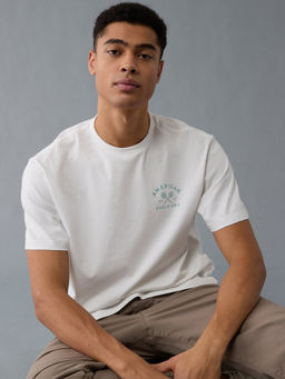 American Eagle - White Printed Regular Fit T-Shirt