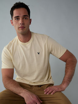 American Eagle - Beige Solid Regular Fit T-Shirt