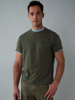American Eagle - Olive Solid Regular Fit T-Shirt