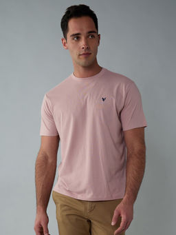 American Eagle - Pink Solid Regular Fit T-Shirt