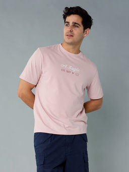 American Eagle - Pink Solid Regular Fit T-Shirt