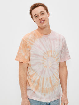 American Eagle - Men Orange Tie-Dye T-Shirt