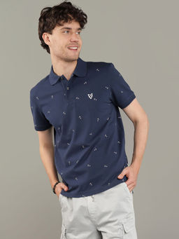 American Eagle - Men Navy Flex Pique Printed Polo Shirt