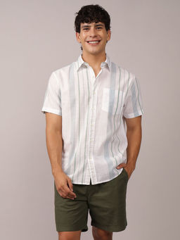 American Eagle - Men Light Blue Poolside Plaid Button-Up Shirt