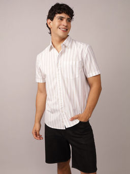 American Eagle - Men Cream Poolside Button-Up Shirt