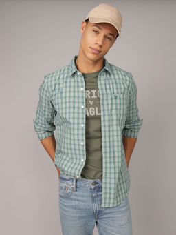 American Eagle - Men Green Slim Fit Everyday Button-Up Casual Shirt