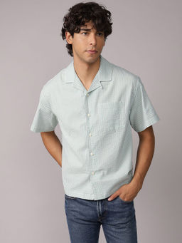 American Eagle - Men Green Printed Button-Up Pool Side Casual Shirt