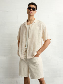 American Eagle - Men Beige Poolside Floral Button-Up Casual Shirt