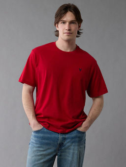 American Eagle - Men Red Solid Icon T-Shirt