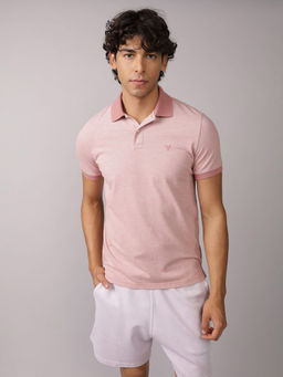 American Eagle - Men Pink Solid Polo T-Shirt