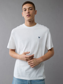 American Eagle - Men White Solid T-Shirt