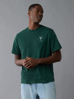 American Eagle - Men Green Solid T-Shirt