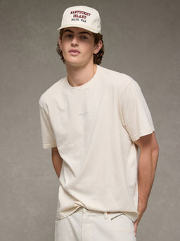 American Eagle - Men Cream Printed T-Shirt