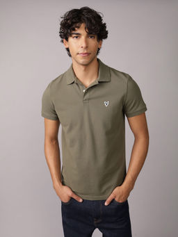 American Eagle - Men Olive Solid Polo T-Shirt