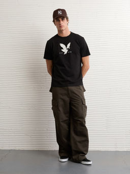American Eagle - Men Black Graphic Print T-shirt