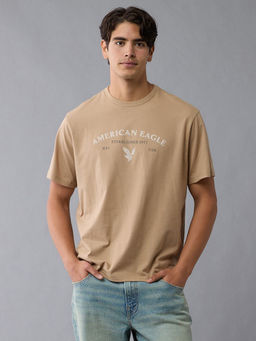 American Eagle - Men Beige Icon Logo Print T-shirt