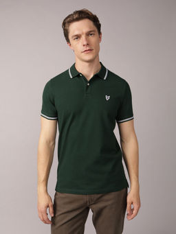 American Eagle - Men Green Slim Fit Tipped Flex Pique Polo T-shirt