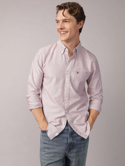 American Eagle - Men Pink Sand Everyday Slim Oxford Button-Up Shirt