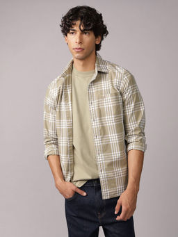 American Eagle - Men Olive Everyday Relaxed Fit Poplin Button-Up Shirt