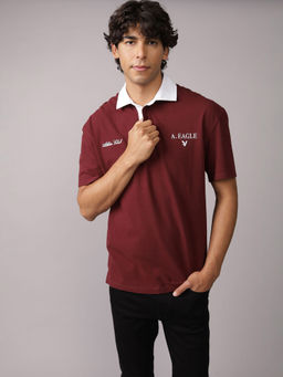 American Eagle - Men Wineberry Polo Shirts