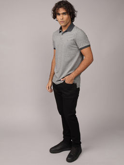 American Eagle - Men Grey Slim Fit Pique Polo Shirt