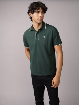 American Eagle - Men Green Lived-In Stretch Pique Polo Shirt