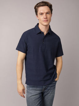 American Eagle - Men Navy Blue Polo T-Shirt