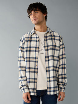 American Eagle - Men Beige Flannel Shirt