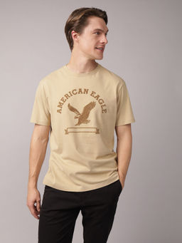 American Eagle - Mens Dune Khaki Graphic T-Shirt