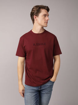 American Eagle - Mens Burgundy Graphic T-Shirt