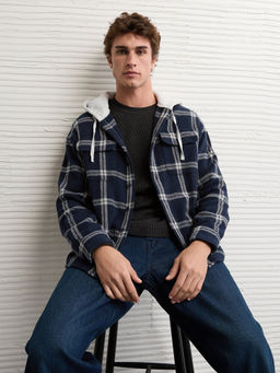American Eagle - Men Rich Navy Blue Checks Casual Shirt