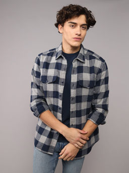 American Eagle - Men Blue Lightweight Flannel Casual Shirt