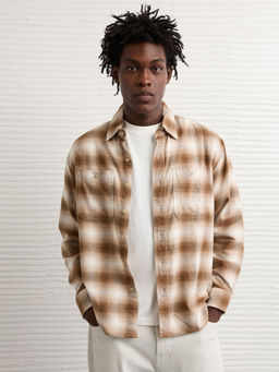 American Eagle - Men Brown Checks Casual Shirt
