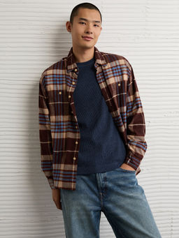 American Eagle - Men Brown Checks Casual Shirt