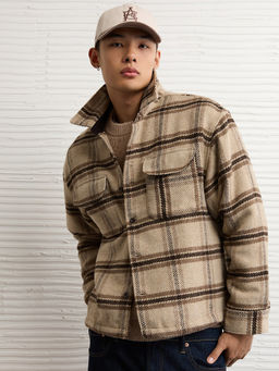 American Eagle - Men Beige Checks Shacket