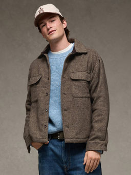 American Eagle - Men Brown Textured Shacket