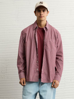 American Eagle - Men Maroon Ae Everyday Relaxed Fit Poplin Shirt