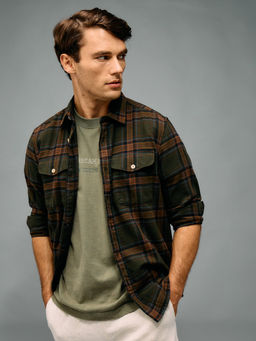 American Eagle - Men Olive Flannel Shirt