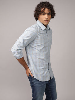 American Eagle - Men Blue Path Slim Fit Everyday Button-Up Shirt