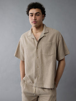 American Eagle - Men Striped Button-Up Poolside Shirt