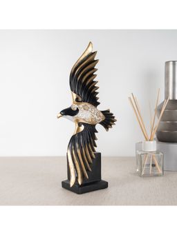 HomeTown - Miraya Flying Bird, Polyresin Hand Finished Figurine Black & Gold