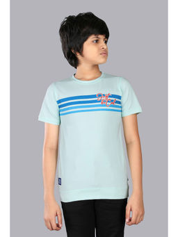 3PIN - Boys Cotton Aqua Blue Stripes T-Shirt