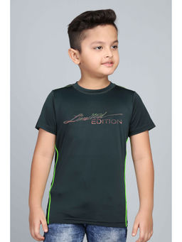 3PIN - Boys Polyester Dark Green Printed Half Sleeve T-Shirt