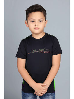 3PIN - Boys Polyester Black Printed Half Sleeve T-Shirt