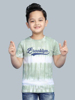 3PIN - Boys Cotton Green Tie & Die Round Neck T-Shirt