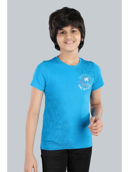 3PIN - Boys Cotton Turquoise Blue Summer Vacation Round Neck T-Shirt